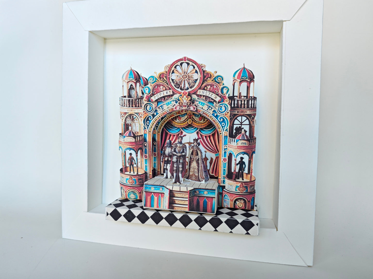 Pick Scene Castle paper theater stand, creative background, miniature kit, King, Queen, Knight and singer