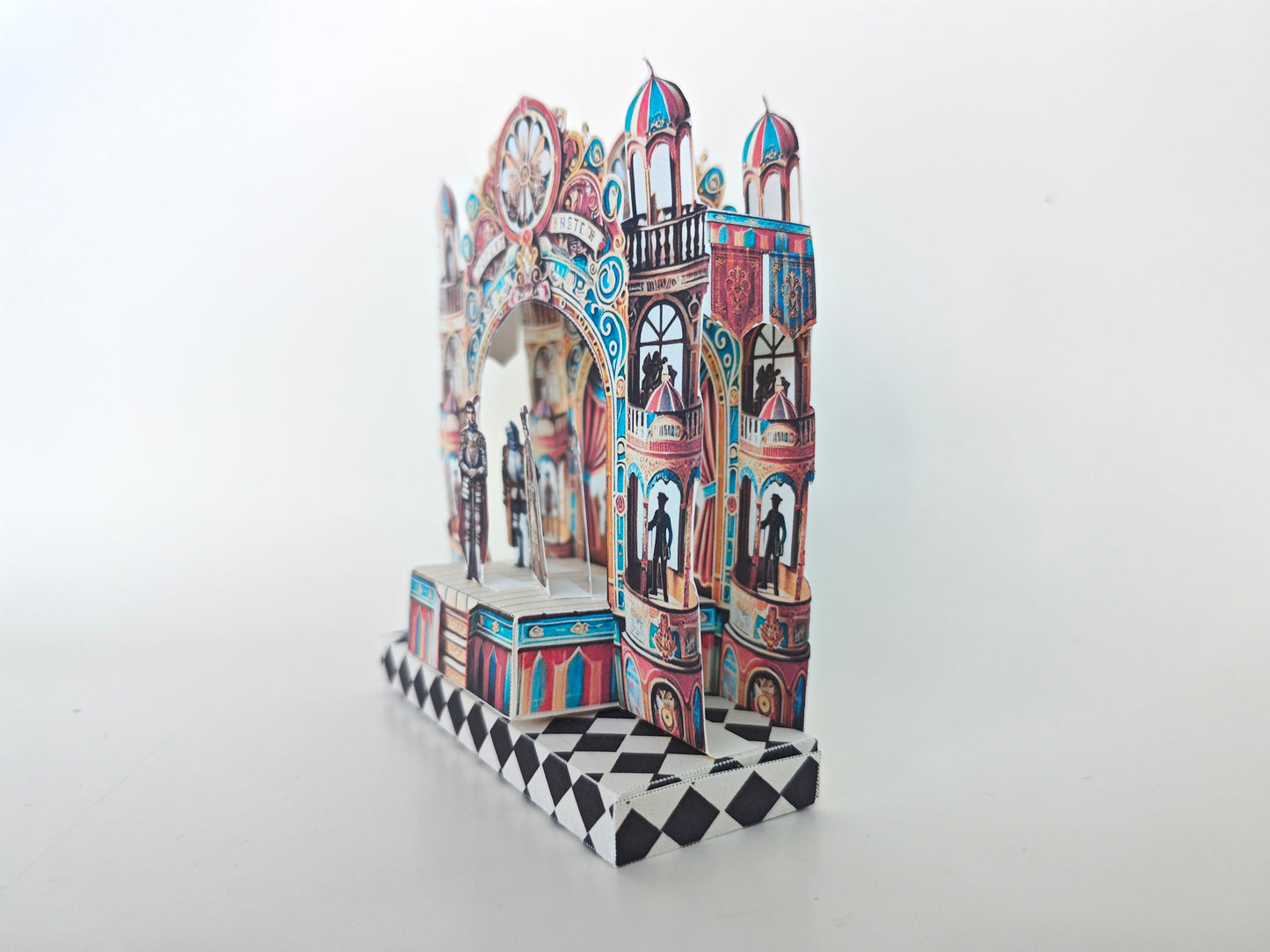 Pick Scene Castle paper theater stand, creative background, miniature kit, King, Queen, Knight and singer