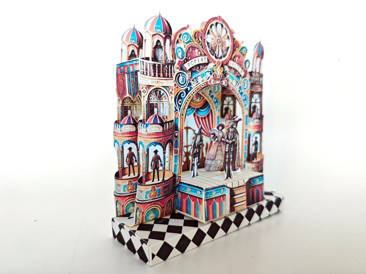 Pick Scene Castle paper theater stand, creative background, miniature kit, King, Queen, Knight and singer