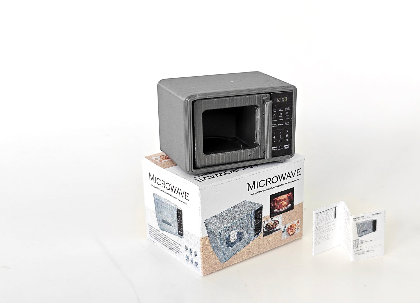 3D printing STL - 1:12 openable Microwave plus box and Manuel, mini cookware, mini pot, kitchen, applicants, cooking scene