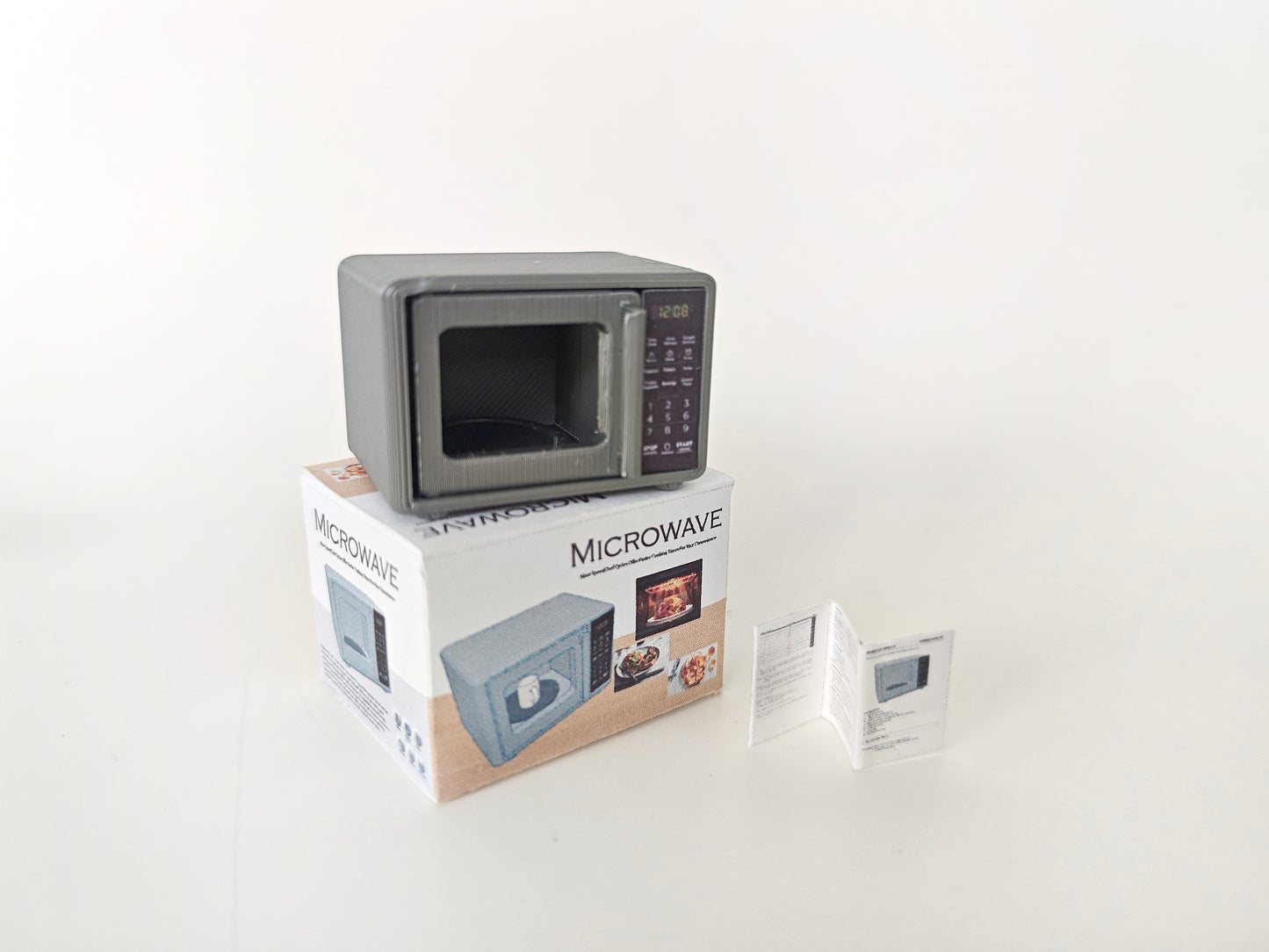3D printing STL - 1:12 openable Microwave plus box and Manuel, mini cookware, mini pot, kitchen, applicants, cooking scene