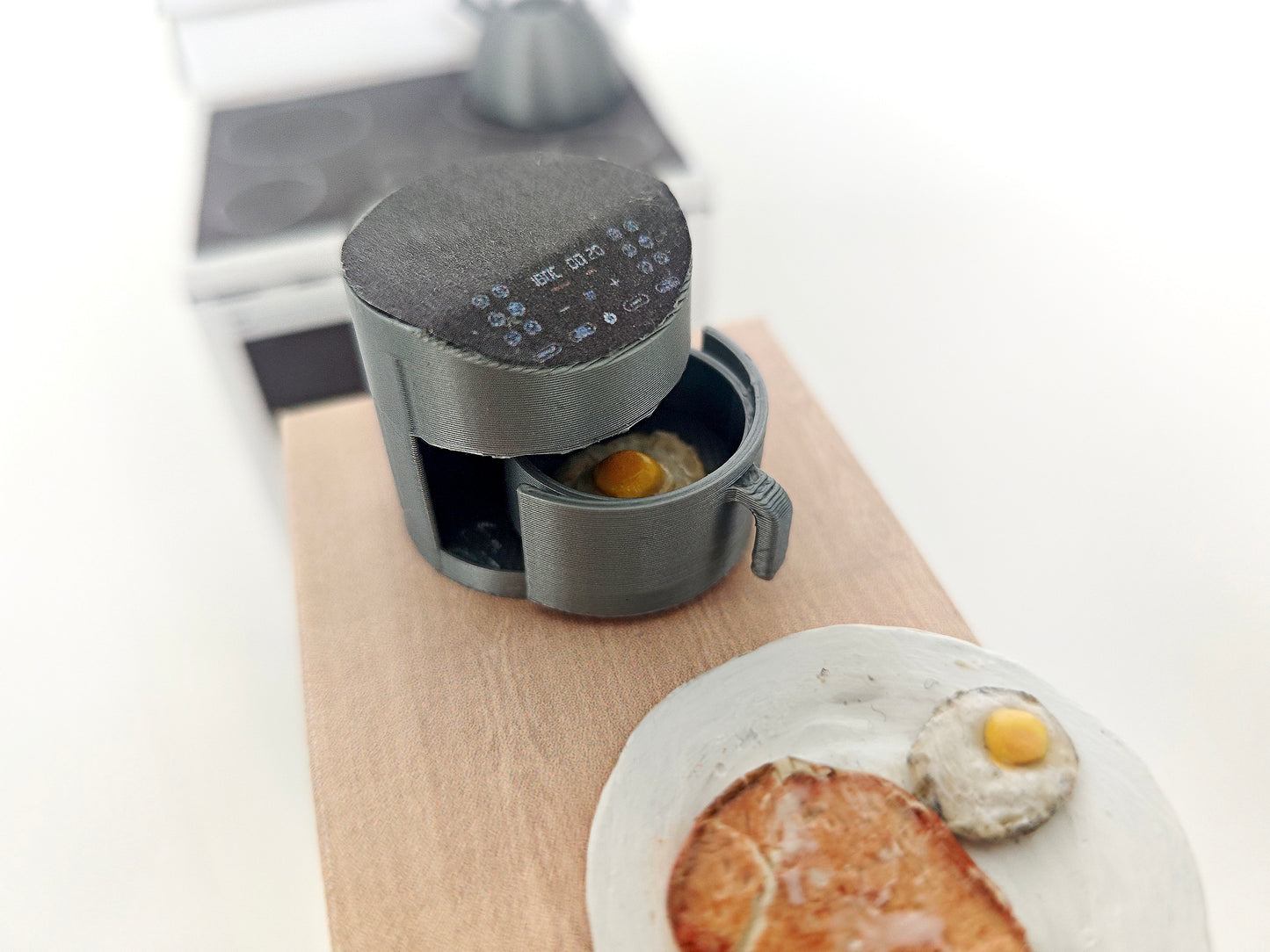 3D printing STL - 1:12 mini Air fryer plus box and Manuel, mini cookware, miniatures, kitchen applicants, mini cooking, real cook