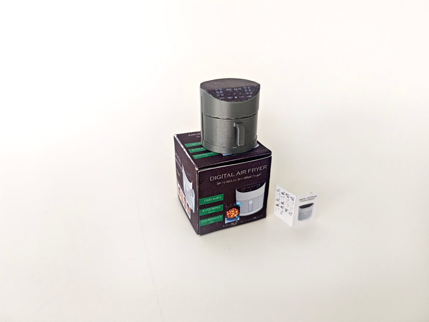 3D printing STL - 1:12 mini Air fryer plus box and Manuel, mini cookware, miniatures, kitchen applicants, mini cooking, real cook