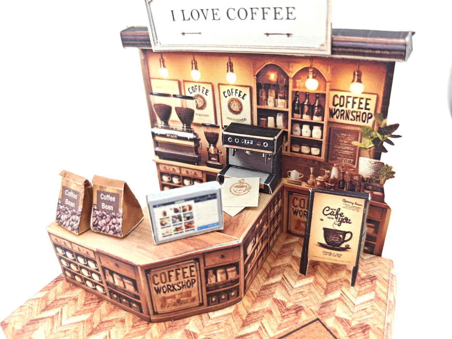 I love Coffee DIY miniature kit, backdrop, diorama, arts, design, mini kitchen, mini cafe, art & craft hobby, craft kit