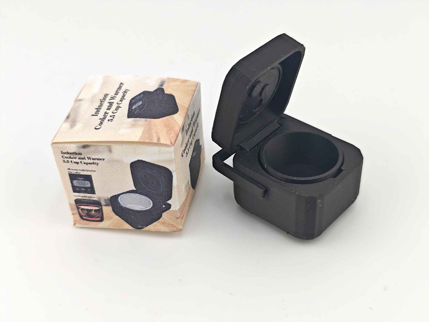 1:12 openable rice cooker and box, miniatures, kitchen applicants, mini cooking, real cook, 3D printing STL