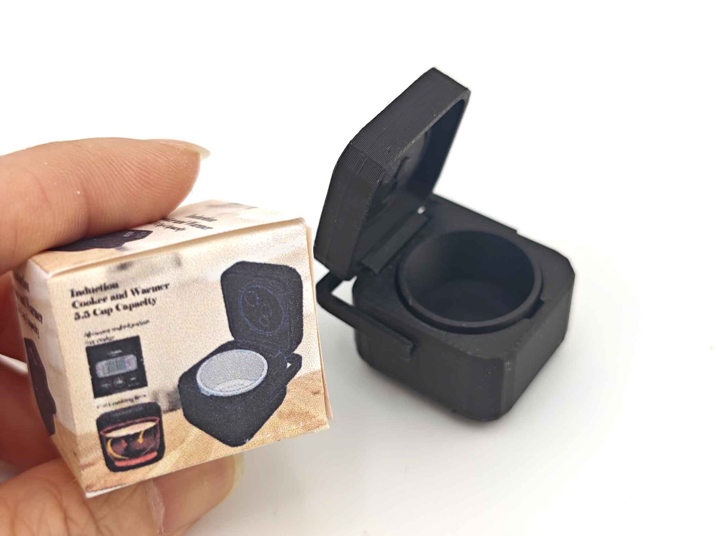 1:12 openable rice cooker and box, miniatures, kitchen applicants, mini cooking, real cook, 3D printing STL