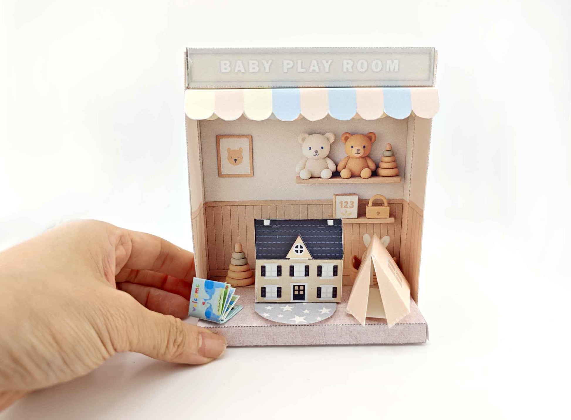 Printable Baby Playroom Diorama: Miniature Dollhouse Scene (3 inch doll)