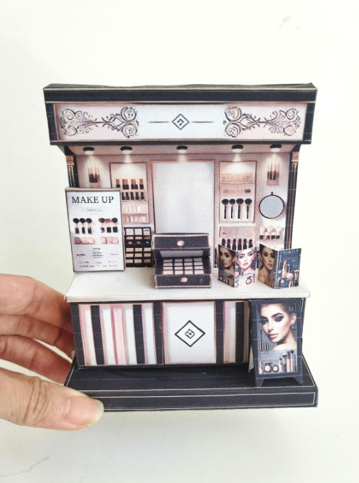 Make up Counter, DIY miniature scenery kit, make up box, poster