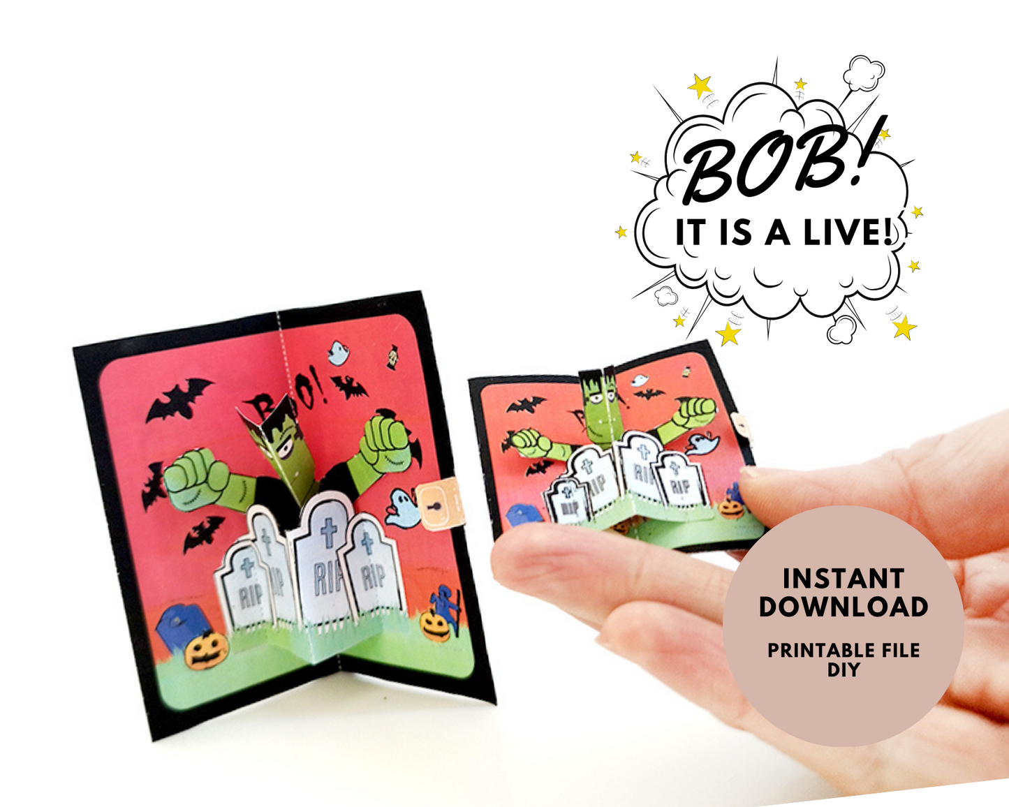 Large & mini Halloween Pop-up card, DIY card, customize card, mini card, Pop-Up card template