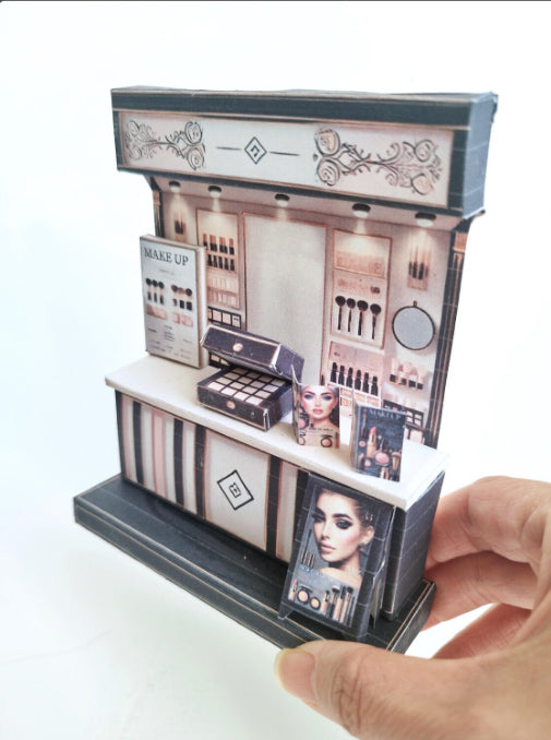 Make up Counter, DIY miniature scenery kit, make up box, poster