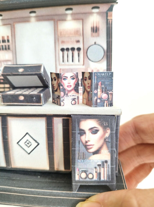 Make up Counter, DIY miniature scenery kit, make up box, poster