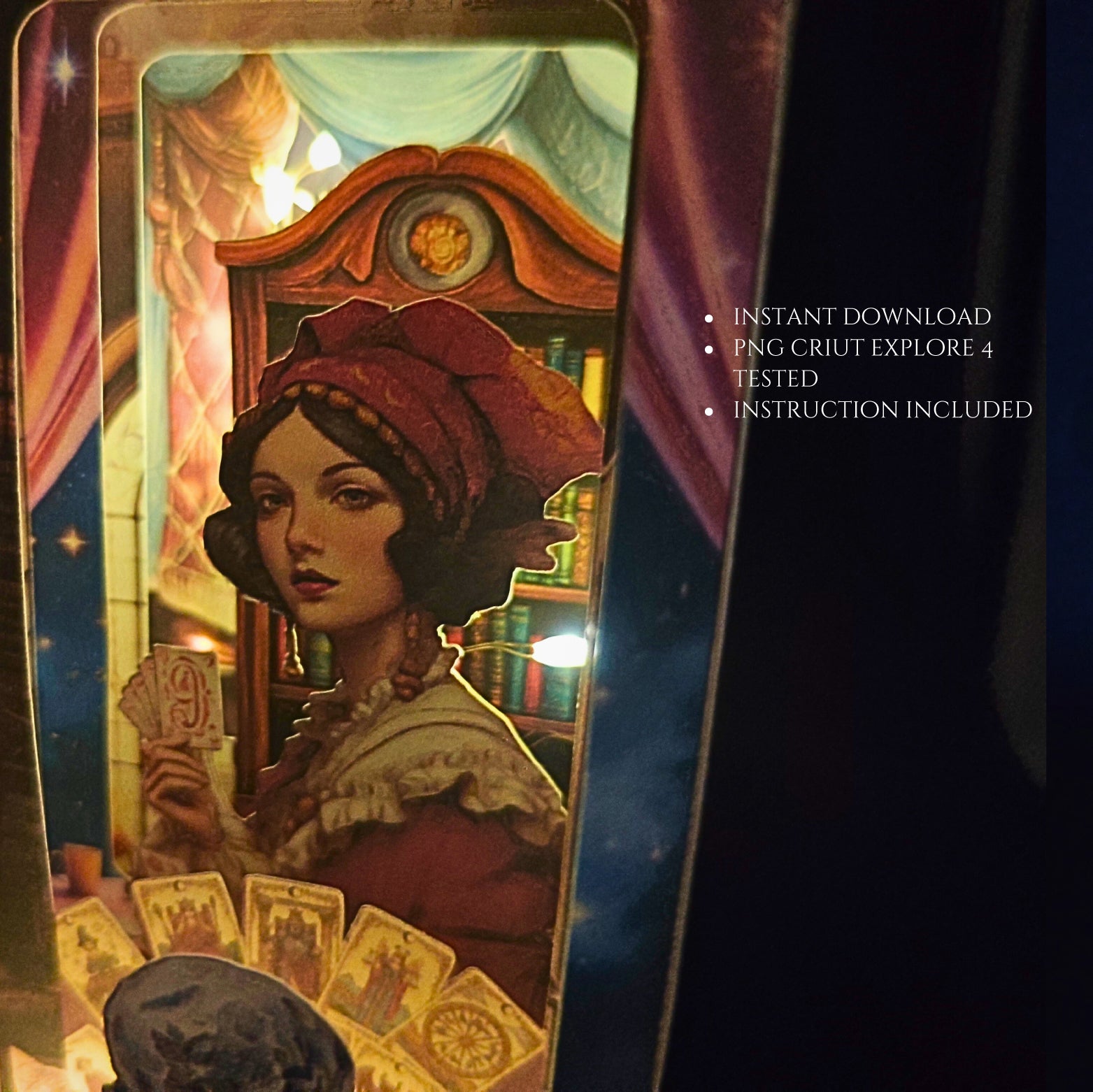 Fortune teller BookNook Kit: Paper Diorama Template (PDF & PNG for Cricut)