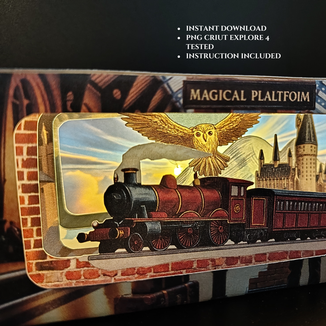 Magical Platform horizontal book nook kit: Foldable Paper Diorama (PDF & PNG Templates)