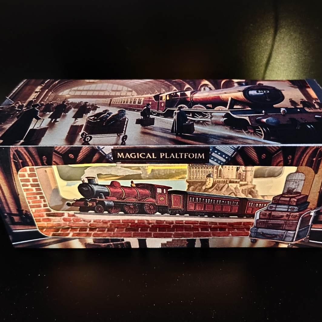 Magical Platform horizontal book nook kit: Foldable Paper Diorama (PDF & PNG Templates)