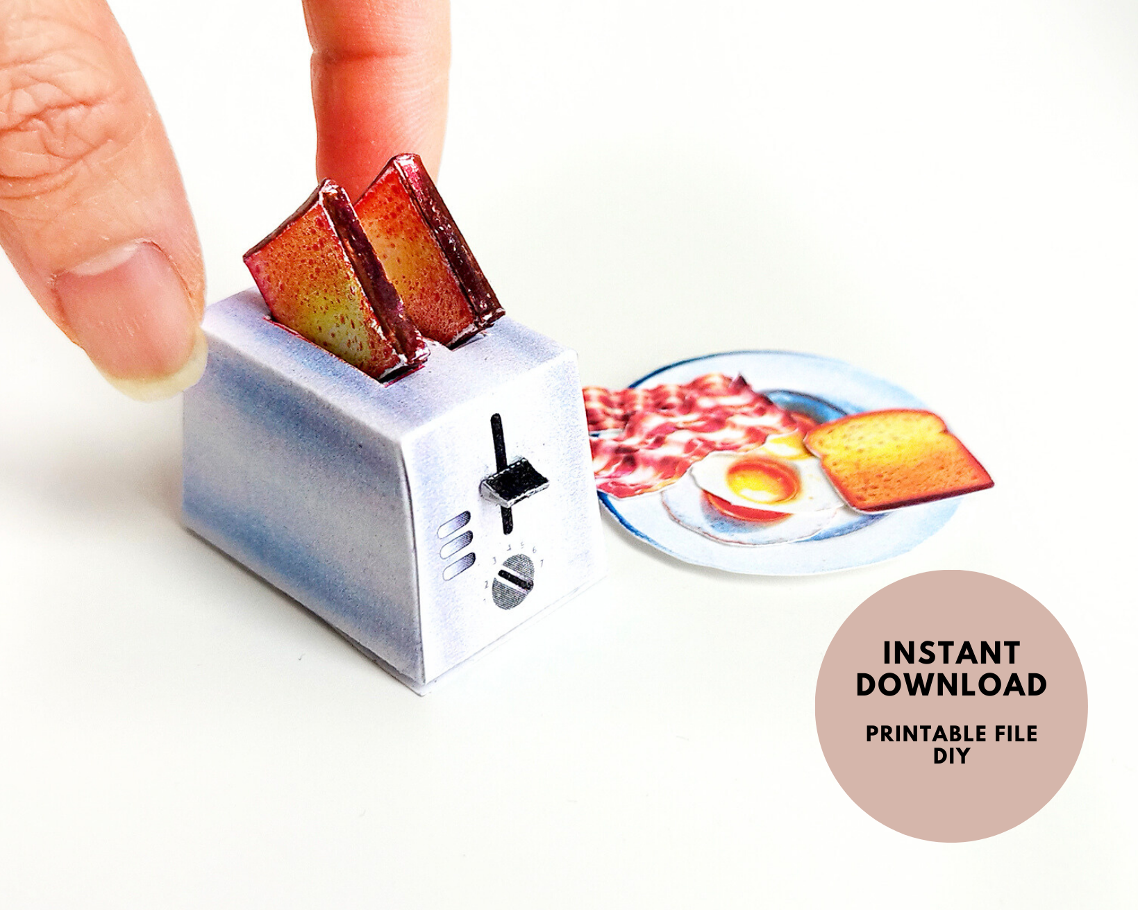 Doll Miniature Toaster oven Printable DIY Mini Box Milk Breads