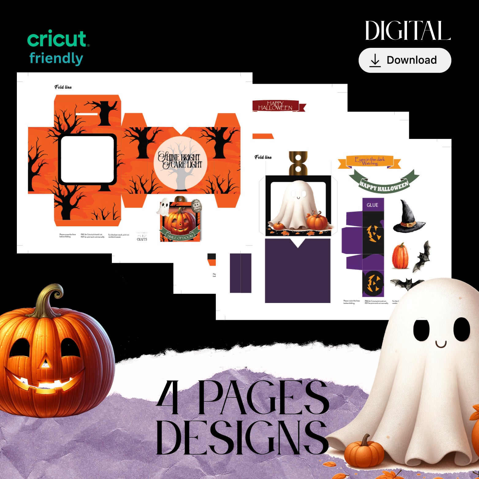 Halloween light-up ornament box DIY craft kit with spooky glowing design