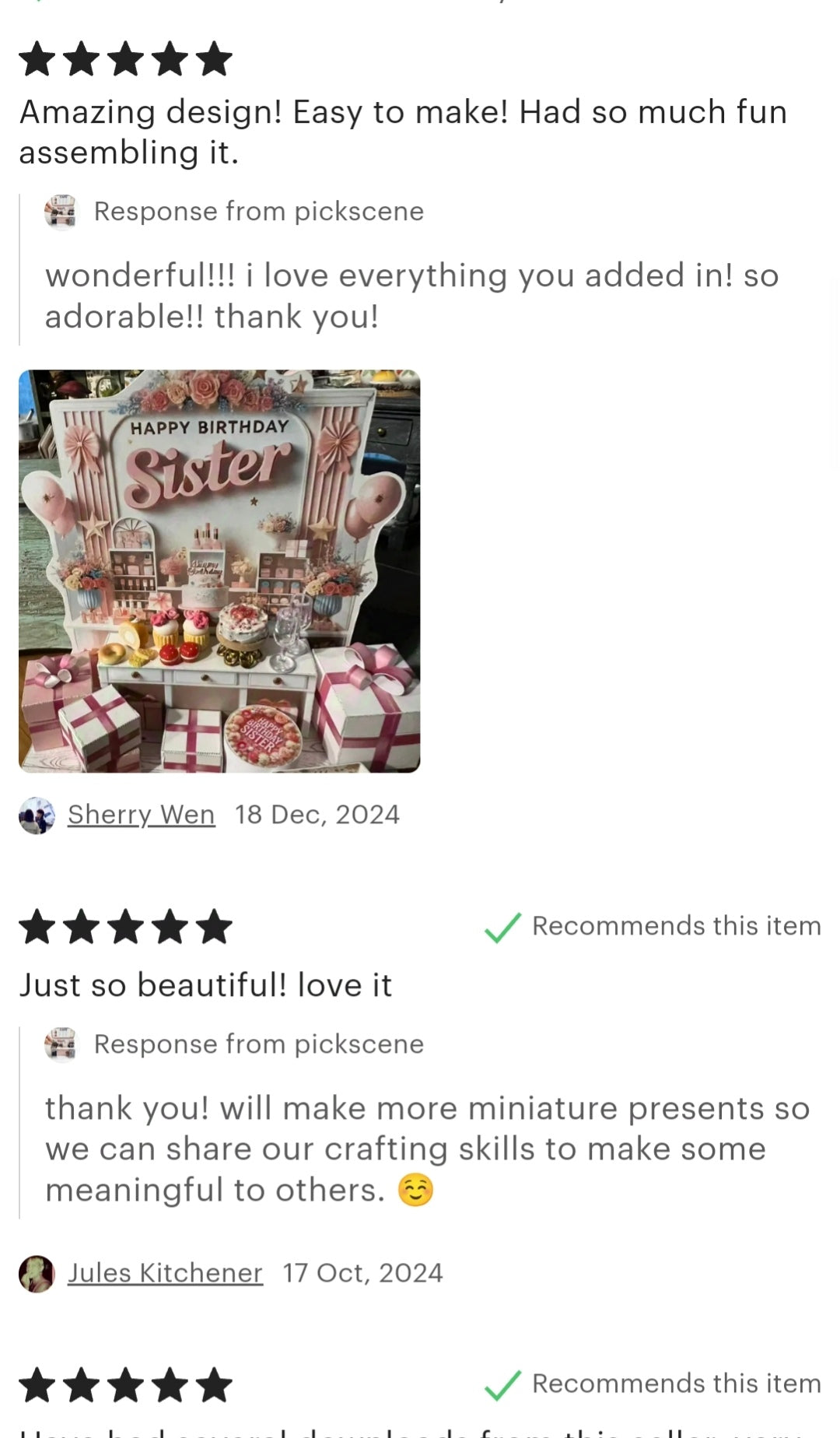 - Pick Scene Sister birthday stand - DIY miniature kit, birthday presents, cards