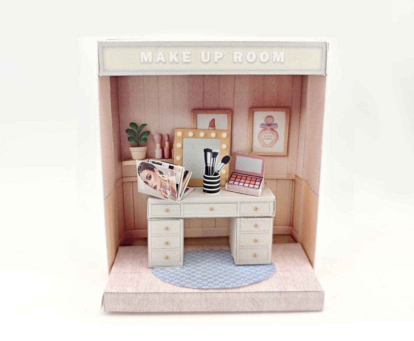 Pick Scene Pink Make Up Room — Stylish DIY Miniature Kit for 3-Inch Dolls