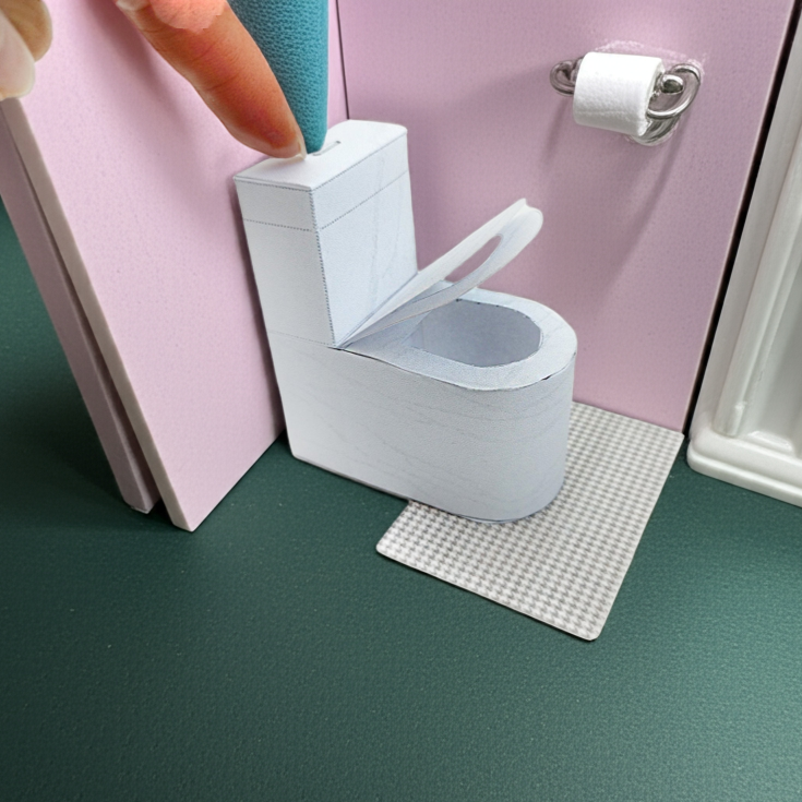 1:12 White Toilet & carpet - Printable Dollhouse furniture,  DIY, printable miniature template, BMM shoe Box  Bathroom scenes