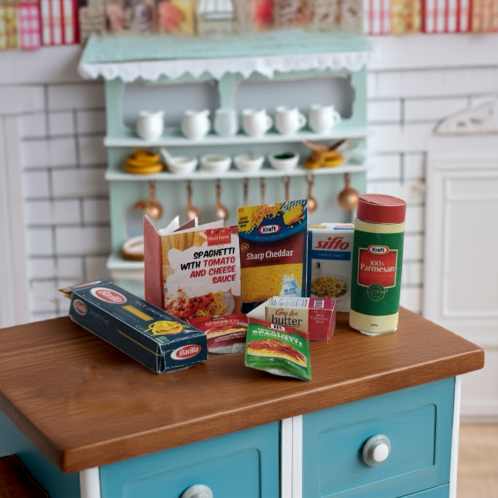 Scale, 9pieces Pasta Set Printable Dollhouse Cooking Recipe