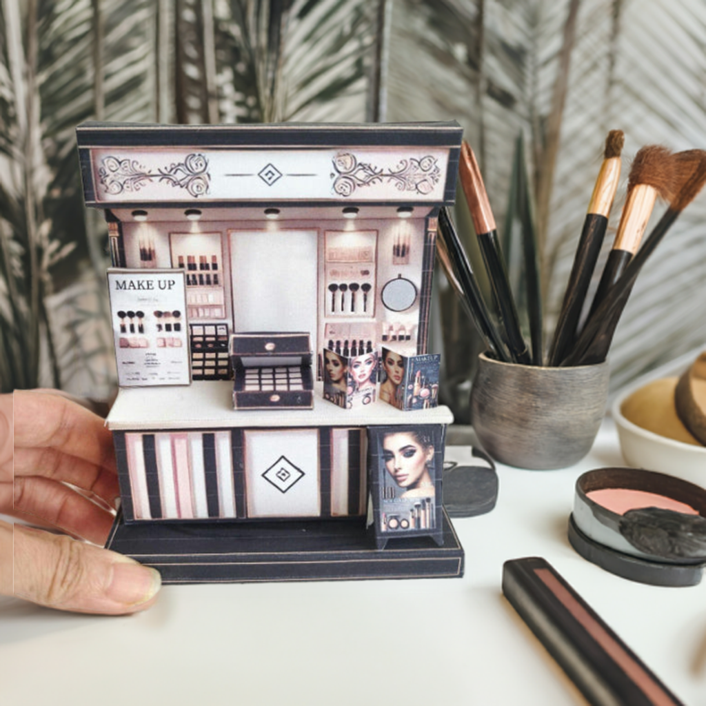 Make up Counter, DIY miniature scenery kit, make up box, poster