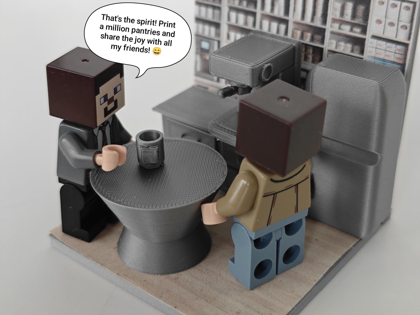 MINI FIGUAR Office Pantry for Lego men, a miniature office kitchen & pantry, perfect for creating the ultimate spot to brew gossip, Lego Accessories, STL Printable 3D