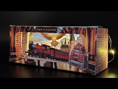Magical Platform horizontal book nook kit: Foldable Paper Diorama (PDF & PNG Templates)