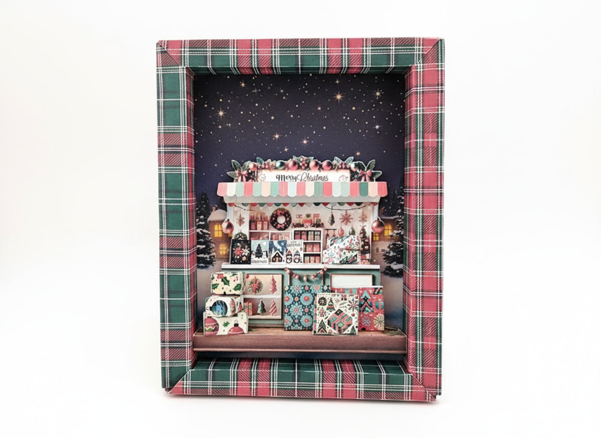7X5 Christmas Photo Frame for Miniature Stand, DIY Card Stock Paper Model (PDF Pattern) 3 pages letter size