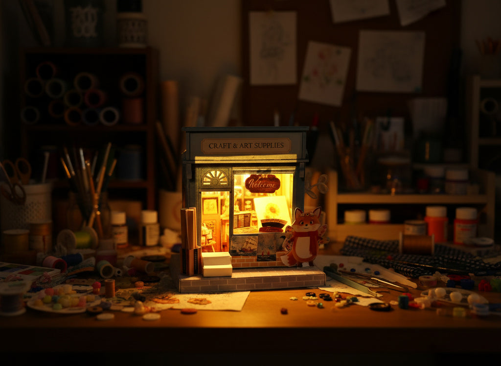Light Blue Craft Supply House Papercraft, Cozy Miniature Diorama (Digital Download)