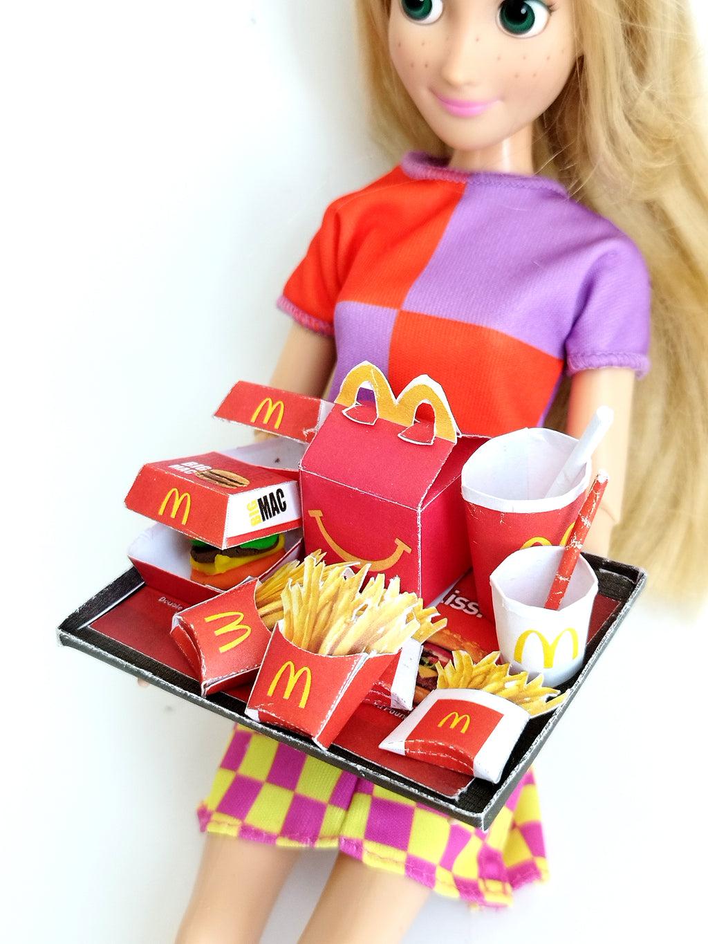 10 pieces McDonald's Meal and Happy Meal Set - Printable Fast Food for 1:6 doll
