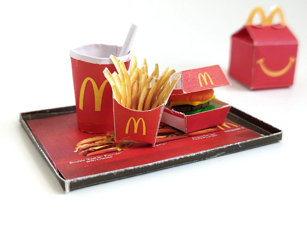 10 pieces McDonald's Meal and Happy Meal Set - Printable Fast Food for 1:6 doll