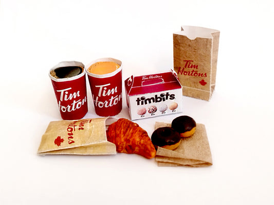 5 pieces Mini Tim Hortons-Inspired Meal Set for Dollhouses - Printable Mini Food Items, printable miniature template