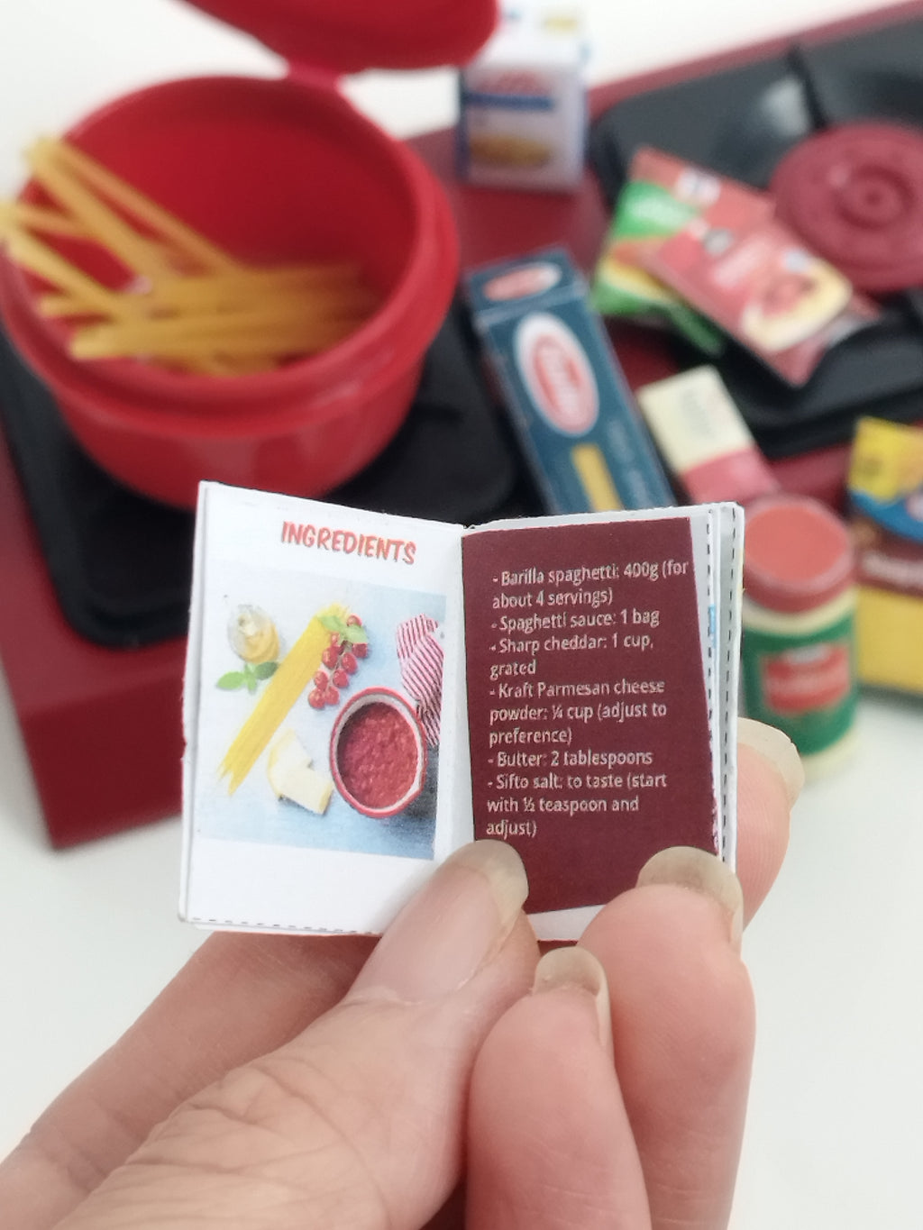 Create a delicious dollhouse meal with this 1:6 scale 9-piece Pasta Set printable template. Featuring a DIY mini recipe and cooking accessories, this downloadable set is perfect for doll meals and miniature enthusiasts.

