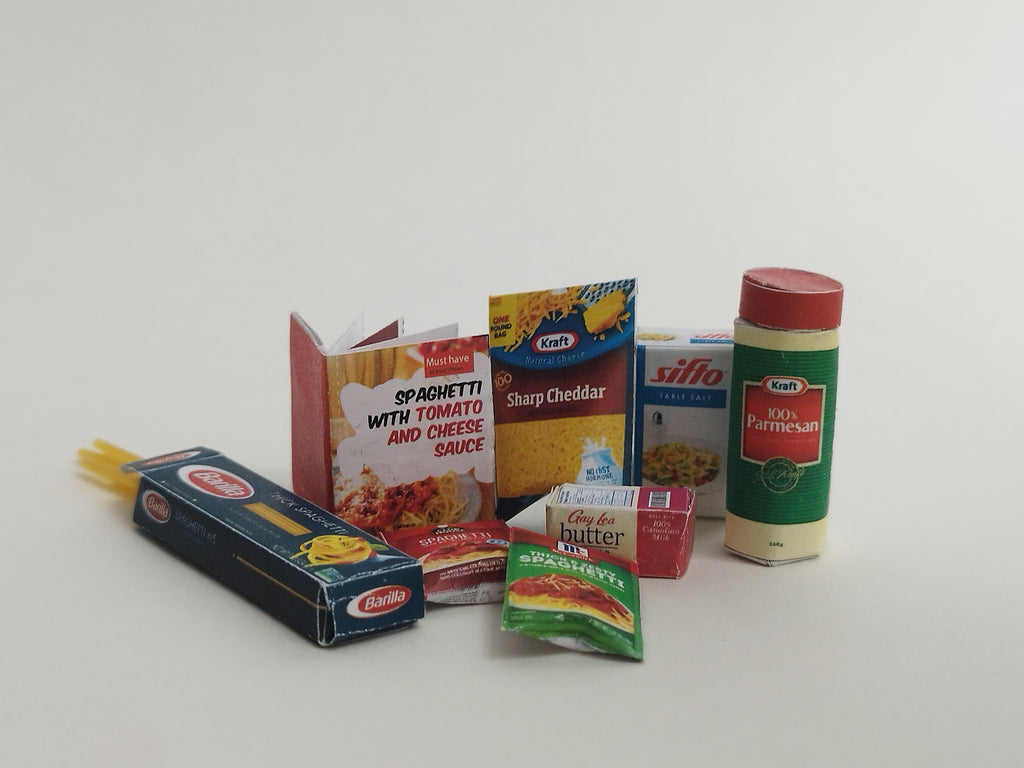 Create a delicious dollhouse meal with this 1:6 scale 9-piece Pasta Set printable template. Featuring a DIY mini recipe and cooking accessories, this downloadable set is perfect for doll meals and miniature enthusiasts.

