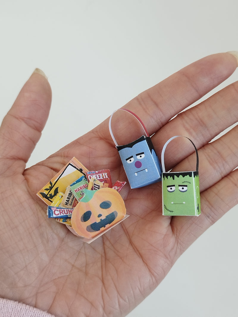 1:12 Scale Halloween Miniatures – Snack Bucket Printable (PDF Pattern)