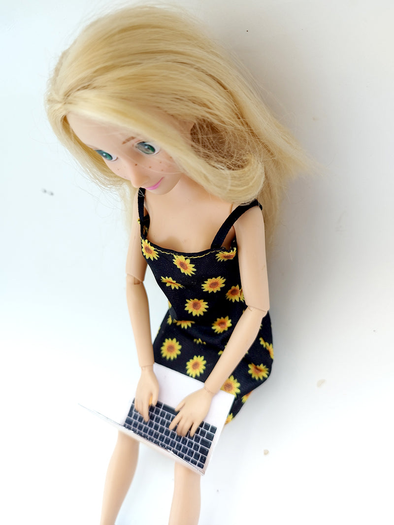 Printable DIY iphone 15 macbook air ipad air Christmas gift dolls office tool desk top for dollhouse 1:6 miniature play 9 item,3D papercraft