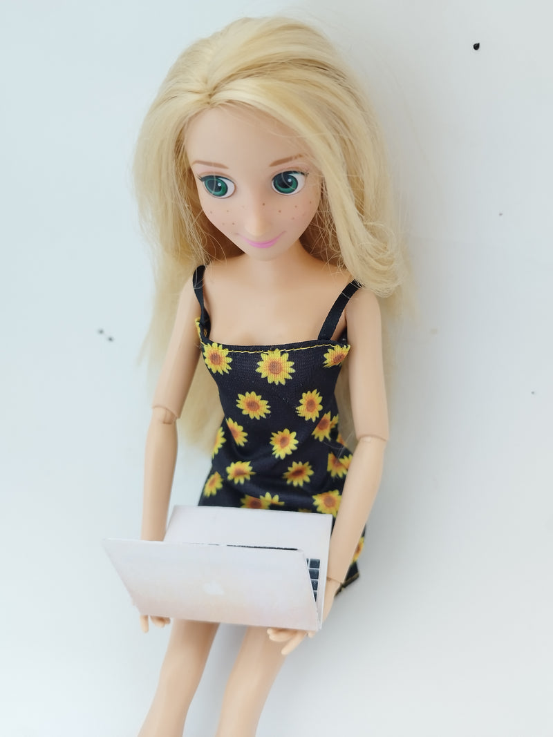 Printable DIY iphone 15 macbook air ipad air Christmas gift dolls office tool desk top for dollhouse 1:6 miniature play 9 item,3D papercraft