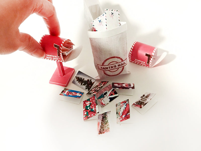 1:12 Santa Mail Set — 10 Christmas Cards, 7 Envelopes & Mini Mailbox (Printable)
