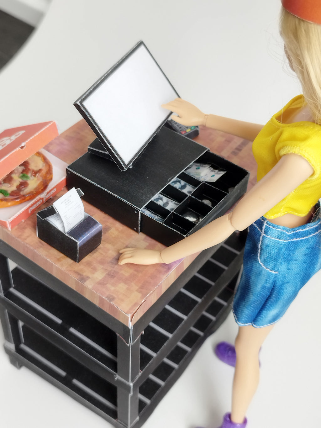 1:6 DIY Printable Cashier Set — Miniature Payment Machine for Doll Shop, Supermarket, Fast Food, Convenience Store