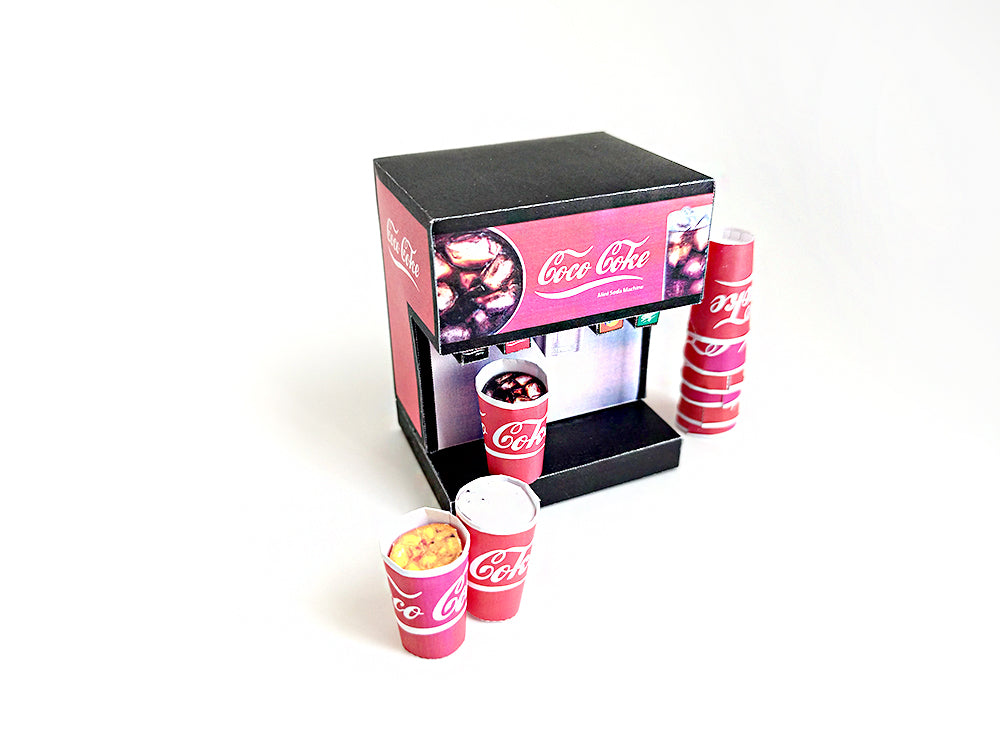 1:6 DIY printable Soda machine pop machine fastfood drink Miniature Furniture Coke Cup  Easy Fun Hobby