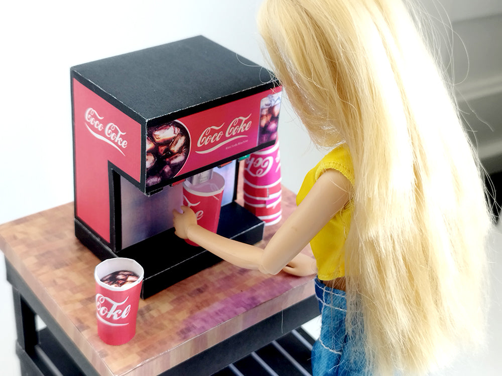 1:6 DIY printable Soda machine pop machine fastfood drink Miniature Furniture Coke Cup  Easy Fun Hobby