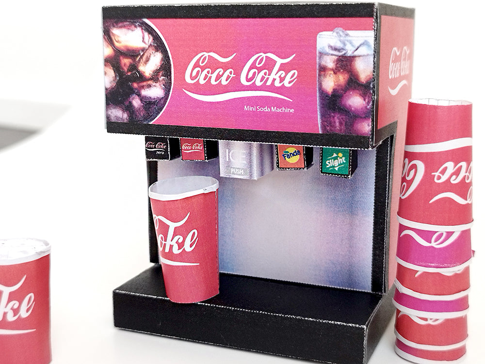 1:6 DIY printable Soda machine pop machine fastfood drink Miniature Furniture Coke Cup  Easy Fun Hobby