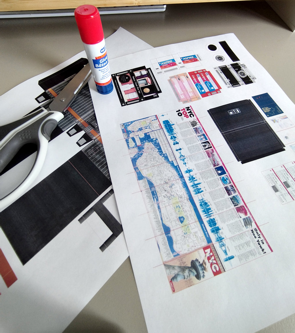 Doll Travel Set Printable Miniature, Luggage, New York Map (PDF Pattern)