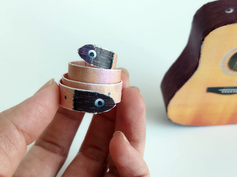 1:6 Mini Acoustic Guitar, DIY Dollhouse Miniature (PDF Pattern)