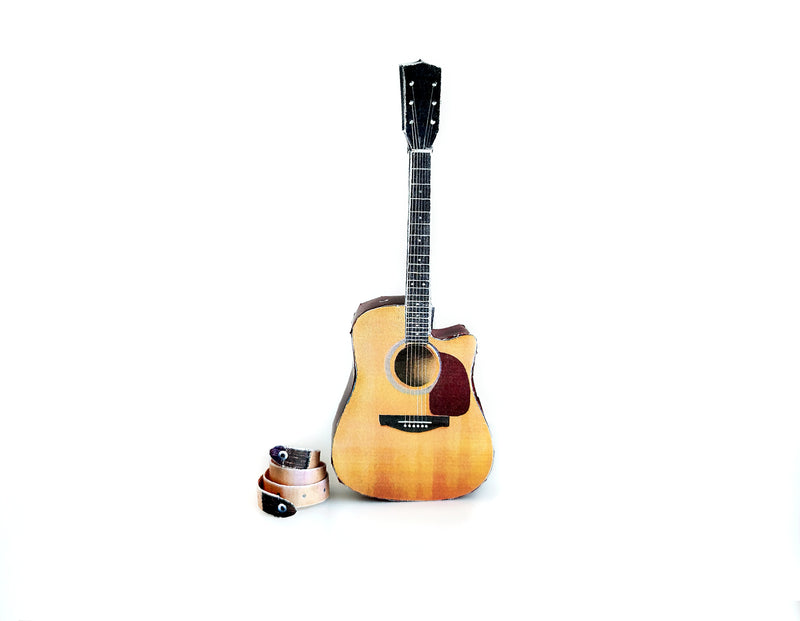 1:6 Mini Acoustic Guitar, DIY Dollhouse Miniature (PDF Pattern)