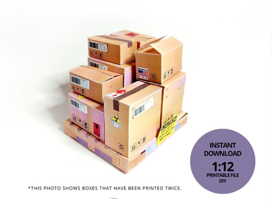 1:12 Open Carton Box, Container, and Shipping Pallet for Dollhouse Moving, Delivery, and Warehouse Storage