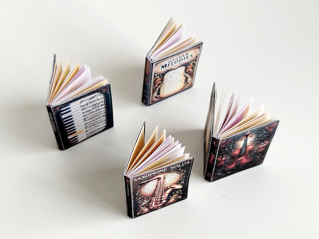 Miniature Music Book Set, 1:6 Scale Dollhouse Accessory (Digital download)
