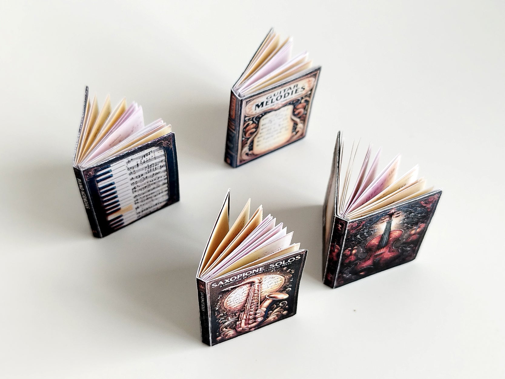 Miniature Music Book Set, 1:6 Scale Dollhouse Accessory (Digital download)