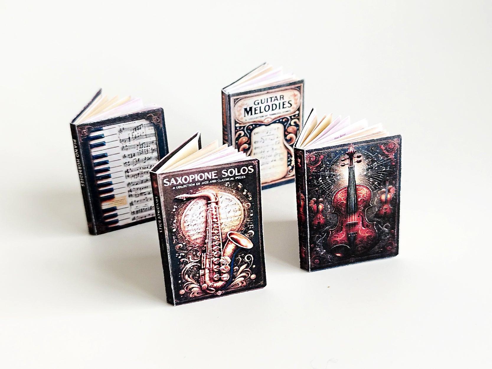 Miniature Music Book Set, 1:6 Scale Dollhouse Accessory (Digital download)