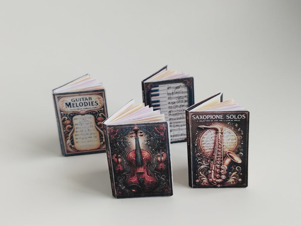Miniature Music Book Set, 1:6 Scale Dollhouse Accessory (Digital download)